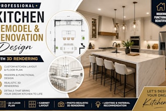 design your kitchen remodel renovation with 3d rendering