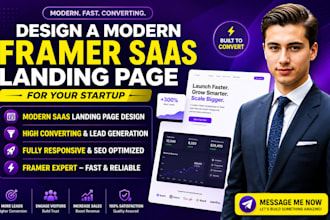 design a modern framer saas landing page for your startup