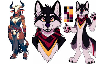 create custom furry art furry ref sheet furry pfp and fursona illustration
