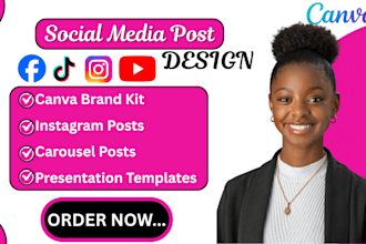 design canva brand kit, editable canva templates, social media posts