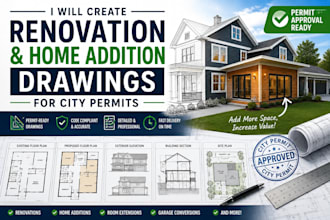 create renovation and home addition drawings for city permits