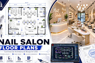 design nail salon floor plans commercial blueprint cad