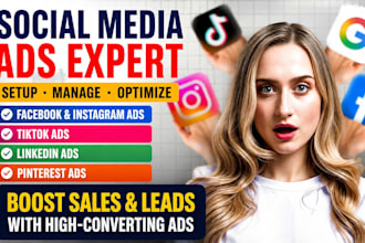 setup manage facebook ads tiktok ads pinterest ads linkedin ads instagram ads