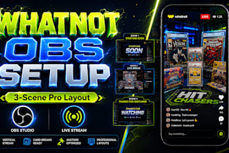 set up your whatnot livestream with obs, camera and capture card with 3 scenes