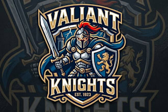 create modern knight mascot logo design service for business page