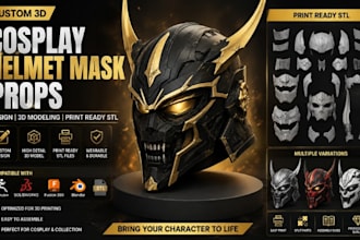design custom 3d cosplay helmet mask props and print ready stl