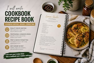 cookbook recipe book design, kpd cookbook formatting, meal plan cookbook design