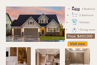 desing professional real estate social media posts in canva