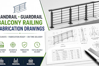 design handrail guardrail and balcony railing fabrication drawings