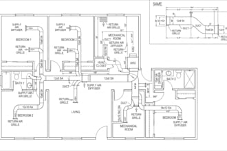design hvac ductwork and create autocad shop drawings