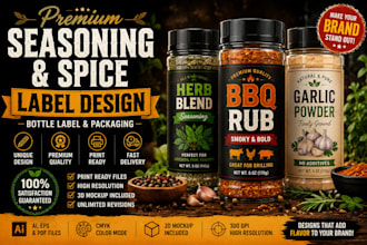 design premium seasoning, spice label and packaging
