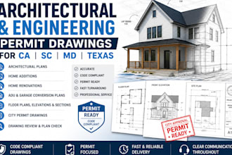 draw and review architectural and engineering permit drawings for ca sc MD texas