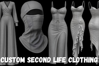 do 3d cloth garment mesh design in clo3d marvelous designer for second life imvu