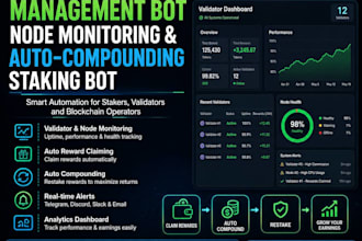 develop blockchain validator management bot, nodes, auto compounding bot