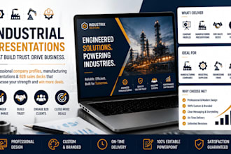 design industrial company profile, manufacturing presentation and b2b sales deck