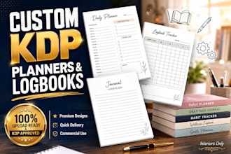 design custom low content book interiors for amazon KDP, planners, and logbooks
