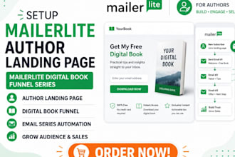 setup mailerlite author landing page mailerlite digital book funnel series