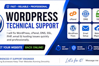 fix wordpress, cpanel, dns, SSL, PHP, and hosting issues