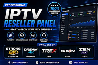 set up reseller panel strong 8k, dream 4k, trex, nixon, zen 4k