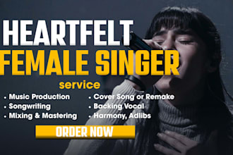 record smooth female vocals for rnb, pop or edm music as your female rnb singer