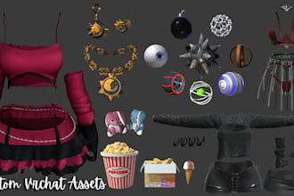 fix, rig, create interactive vrchat assets, outfits, props, weapon, accessories