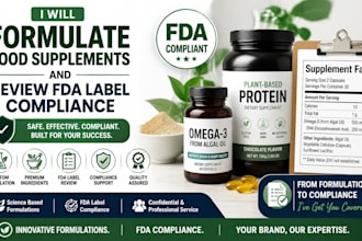 formulate food supplements and review fda label compliance for your product