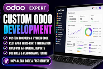 build odoo custom module, python integration rest api and report development