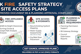 design fire safety strategy and site access plan for UK planning approval