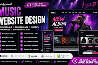 do bandzoogle squarespace shopify wordpress gohighlevel crm music website design