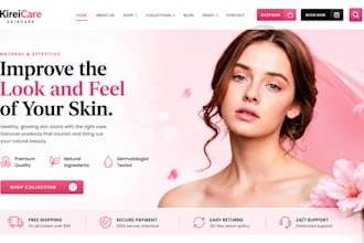 design skincare shopify store beauty store, spa store cosmetic website design