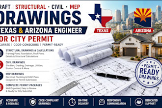 draft structural civil mep drawings texas arizona engineer stamp for city permit