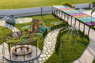 design 3d outdoor playground,learning classroom,public park, cgi school interior