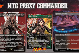 illustrate mtg card, edh commander, mtg token, playing card design