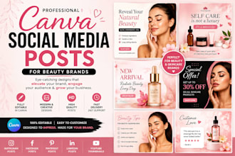 create luxury skincare posts, canva templates, and photoshop designs