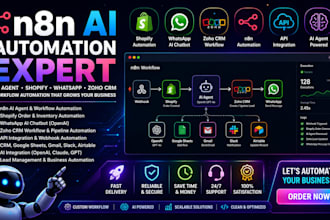 do n8n ai agent shopify order automation whatsapp ai chatbot zoho crm workflow