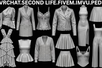 design, rig and texture 3d clothing mesh for vrchat second life peds fivem imvu