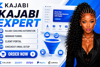 do kajabi coaching automation, webinar funnel, client portal, checkout email