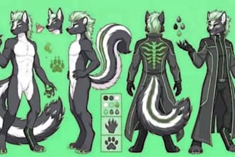 draw anthro furry art fursona oc and detailed furry reference sheet