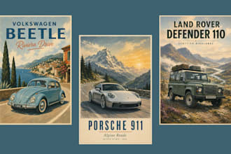 create a vintage car poster from your car photo