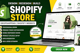 design redesign build shopify store dropshipping, shopify website