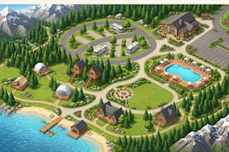 design custom 2d and 3d campground, rv park, resort, glamping and campsite maps