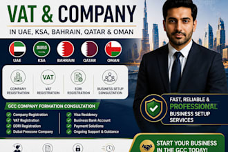 register your vat and company in uae, ksa, bahrain, qatar, and oman