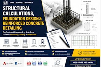 draw structural calculation, foundation design and reinforced concrete detailing