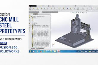 design cnc mill steel prototypes and turned parts using fusion 360 solidworks