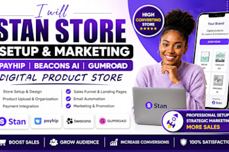 stan store setup stan store marketing payhip beacons ai gumroad digital product