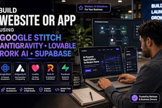 build website or app using google stitch antigravity lovable rork ai supabase