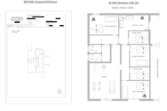 convert PDF to dwg or redraw sketch to 2d cad floor plan