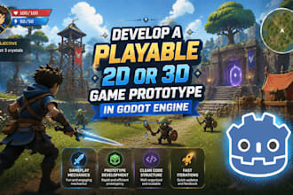 develop a playable 2d or 3d game prototype for you in godot engine