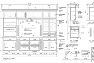 do shop drawing, cabinet, woodwork, casework and millwork