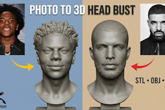 sculpt realistic 2d photo to 3d bust likeness head model stl 3mf obj 3d printing